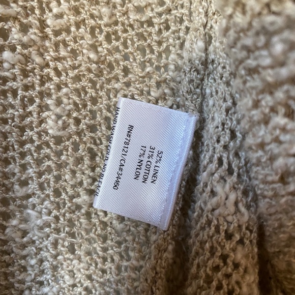 Eileen Fisher Linen Blend Quarter Sleeve Beige Cardigan - Picture 5 of 5